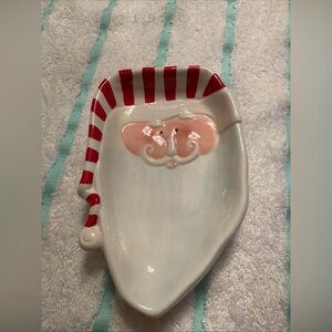 Fireside Ceramic Santa Candy Dish 7” X 5”